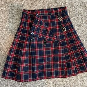 Plaid Wraparound Mini Skirt